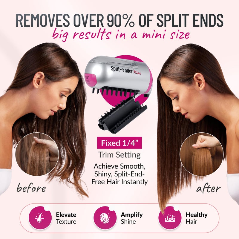 Split ender Split-Ender Mini - The Original Cordless Split End Hair Trimmer Automatic 3 AAA Battery Home Care Clipper 2-in-1 for Dry Damaged Splitting Broken Brittle Straight Curly Frizzy Beauty Styling - Pink - Image 3
